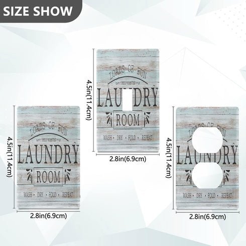 Laundry Room Wood Wall Plate, Duplex Outlet Covers Switch Plate, Light Switch Plates Cover for Bedroom kitchen Home Decor, Standard Size...