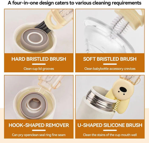 4 in 1 Cup Lid Cleaning Brush,New Crevice Cleaning Brush,Multifunction Bottle Cup Lid Brush,Water Bottle Cleaner Brush for Tight Spaces Cup,Portab...