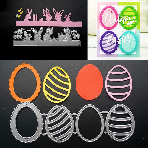 Ester Rabbits Die Cuts for Card Making,Eggs Cutting Dies Cute Animals Embossing Template for Scrapbooking DIY Cards Album Crafts Supplies Decorati...