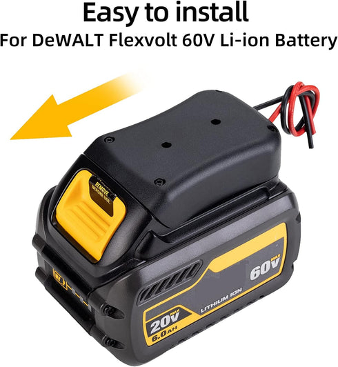 Power Wheels Battery Adapter for DeWALT Flexvolt 60V Max Battery Dock Power Connector 12 Gauge 54...