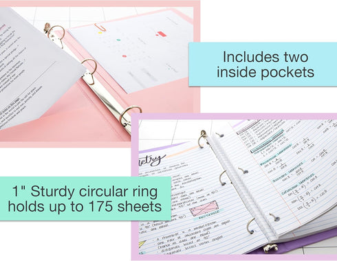 BAZIC 3 Ring Binder 1" Economy View Binders Organizer - Pastel Blue Color, Round Ring, Hold 175 Sheets Paper, for School Office Home, 1-Count...