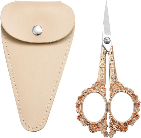 Sewing Scissors Embroidery Scissors, 4.5in Rose Gold Crochet Scissor with Sheath for Craft Cross Stitch Needlework Artwork Thread Yarn Cutting...