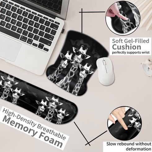 Rectangular Mouse Pad Wrist Protector-Printed with Cool Giraffes, Ergonomically Non-Slip Rubber Comfortable Computer Keyboard Wrist Rest Desktop D...