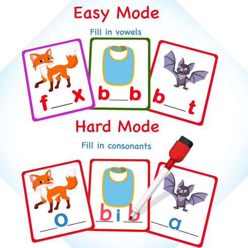 100 Short Vowel Spelling Flashcards, Handwriting Cards Learn to Write CVC Sight Words CVC Words Games for Kindergarten Learning Activities, Montes...