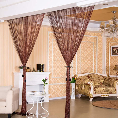 Topixdeals Door Fringe Curtain,Door Curtains,Rare Flat Silver Ribbon Door String Curtain Thread Fringe Window Panel Room Divider Cute Strip Tassel...
