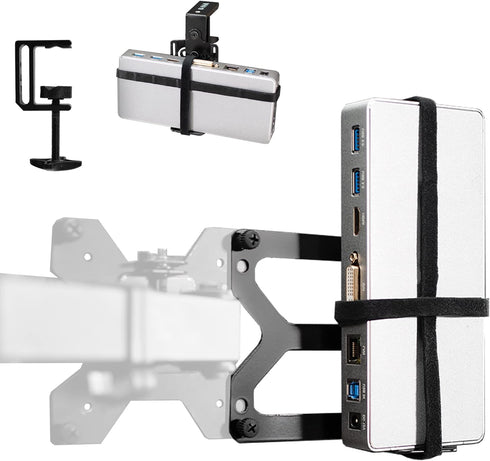 VIVO Universal Docking Station Mount for Workstation, Behind Monitor VESA Mounting, Under Desk Installation, Heavy Duty C-clamp Options, Fits Dock...
