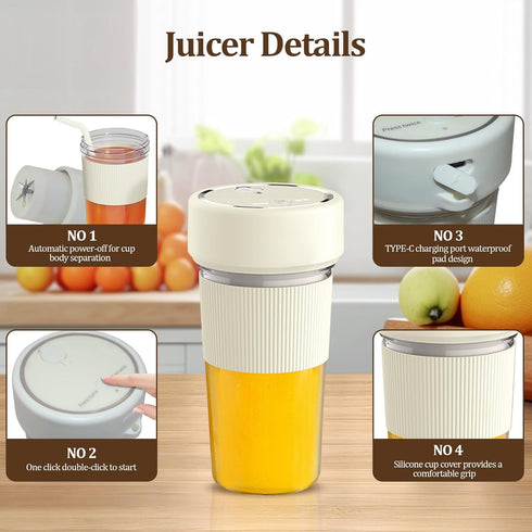 Portable Juicer Blender, Electric USB Juicer Blender, Mini Blender with straw, Personal Blender for Shakes and Smoothies, Portable Juice Maker, El...
