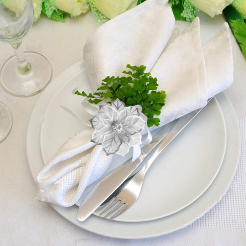 Picowe Set of 12 Alloy Napkin Rings with Hollow Out Flower Napkin Ring Holders for Wedding Party Holiday Banquet Christmas Dinner Delicate Serviet...