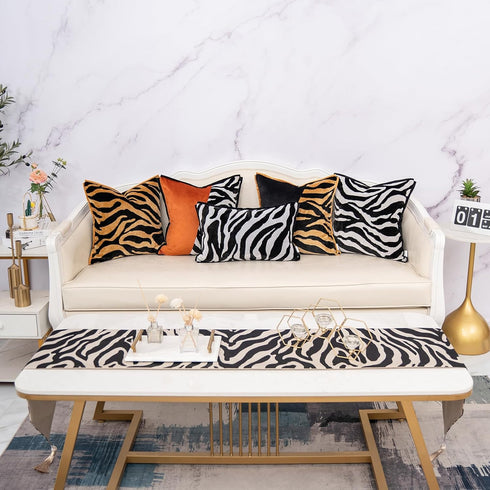 Yangest Black and Gold Rectangle Pillow Cover Cut Velvet Leopard Print Cushion Cover Luxury Modern Pillowcover for Couch Living Room Bedroom,12x20...