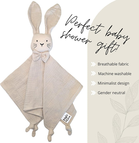 Mylo & Luna - Baby Security Blanket/Baby Lovey | Breathable and Soft Organic Cotton Muslin | Gender Neutral | Cuddle Bunny (Sand Color)...