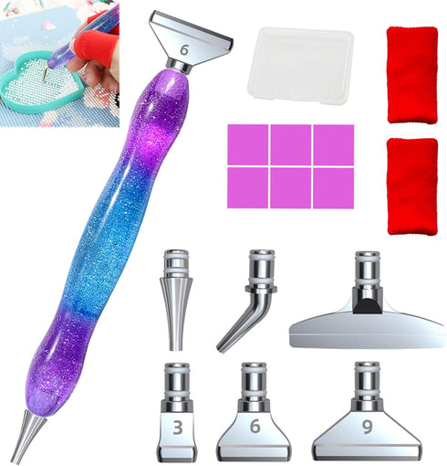 16pcs Silver Metal Tips Diamond Painting Pen Kits, 6pcs Stainless Steel Tips, 6 Glue Clays, 2 Finger Sleeves , 5D Diamond Painting Accessories Too...