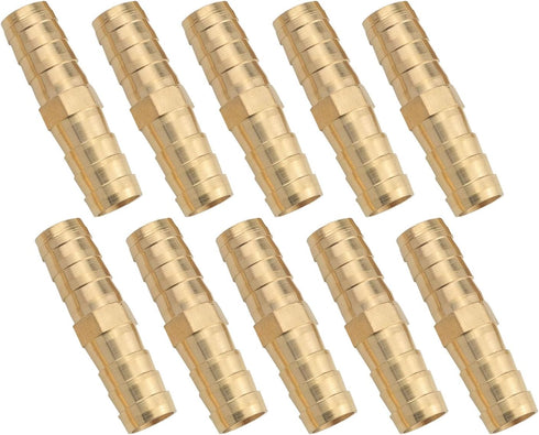 10PCS Brass Barb Fittings 3/8 Inch Hose Inner Diameter Quick Connector Splicer Barb Fitting Pipe Repair Accessories Suitable for Air Water Fuel Oi...