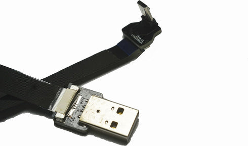 Black FFC USB FPV Flat Slim Thin Ribbon FPC Cable Micro USB 90 Degree Angle to Standard USB A for sync and Charging (50CM)...