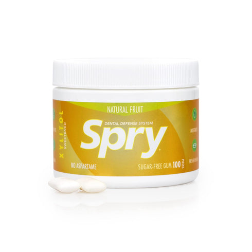 Spry Fresh Natural Xylitol Chewing Gum Dental Defense System - Aspartame-Free, Sugar-Free, Non-GMO, Gluten-Free (Fresh Fruit, 100 Count - Pack of ...
