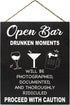 JennyGems Open Bar Hanging Wood Sign | Drunken Moments Will Be Photographed Documented and Thoroughly | Funny Wedding Reception Decor Sign | Birth...