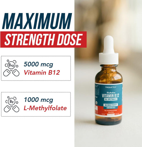 BioActive Vitamin B12 5000 mcg | Contains 3 BioActive Forms B12 Plus Methylfolate Cofactor - Methyl B12, Adenosyl B12 & Hydroxy B12 | Sublingual F...