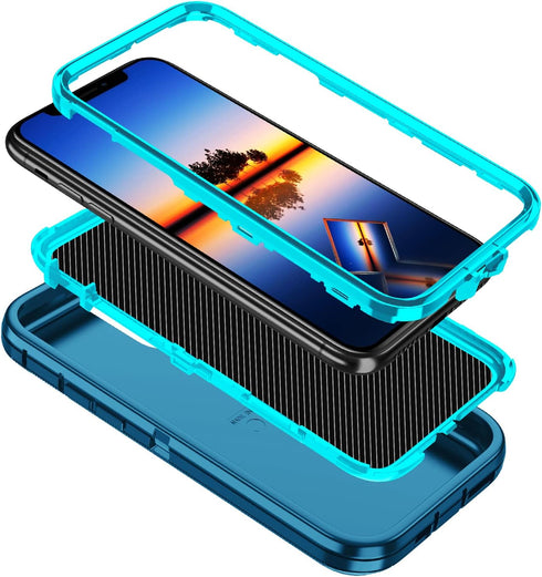for iPhone 11 Case,Shockproof Dropproof Dustproof,3-Layer Full Body Protection Heavy Duty High Impact Hard Cover Case for iPhone 11 6.1 inch,Turqu...