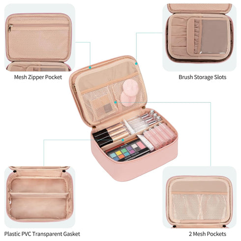 OCHEAL Makeup Bag, Potable Make up Bag Cute Makeup Organizer Bag for Toiletry Cosmetics Accessories with Divider and Brushes Compartments, Makeup ...