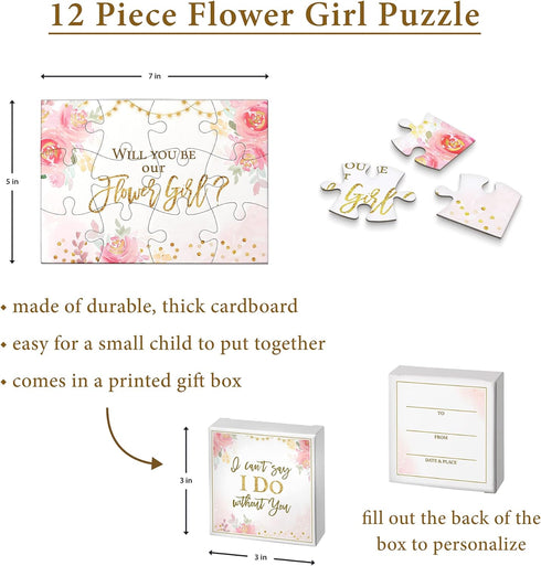 Lillian Rose Gift, Will You be Our Flower Girl Puzzle, One Size, Pink...