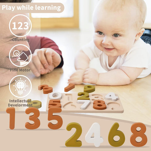 Toddlers Number Silicone Puzzle Montessori Learning Number Toy Board for Baby & Toddler Puzzles Toys Toddler Gifts...