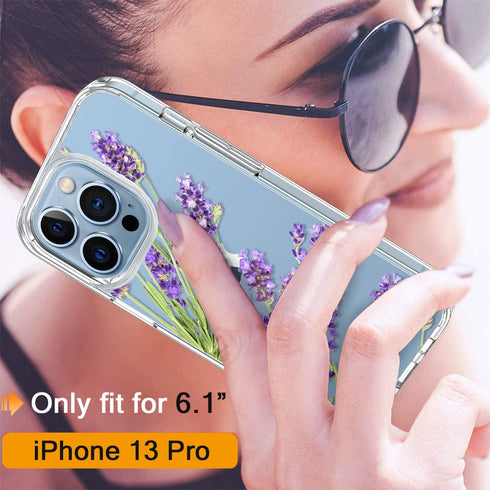 GiiKa for iPhone 13 Pro Case with Screen Protector, 6.1 inch Clear Full Body Shockproof Protective Floral Girls Women Hard Case with TPU Bumper Co...
