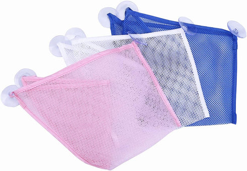 chil Bath Toy Organizer with 3 Strong Suction Cups Mounted Bath/Shower Caddy Storage Solution Bath Toy Storage Net & Bathroom Corner Shower Caddy ...
