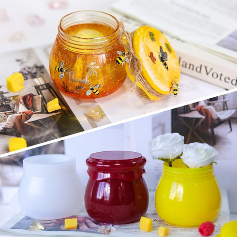 Resin Mold Bottle, Pudding Jar with Lid Silicone Mold for DIY Craft Epoxy Resin Casting, Jewelry Box, Candy Snacks Storage Container,Candle Holder...