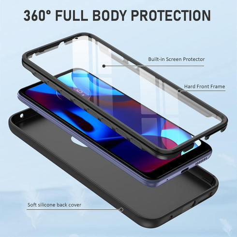 PUJUE for Motorola Moto-G Pure Phone Case: G Play 2023 | G Power 2022 Silicone Matte Case 360 Full Protection - Rugged Bumper Sturdy Shockproof Dr...
