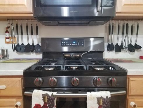 304 Stainless Steel Kitchen Utensil Racks with 7 Sliding Hooks Hangers Wall Mounted 15"...
