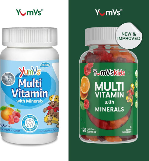 YumVs Kids Multivitamin Gummies - Fruit Flavored Chewable Children's Multivitamin - Kids Vitamins Multivitamin Gummy with 12 Minerals & Vitamins A...