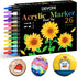 Dual Tip Acrylic Paint Pens, 26 Colors, Medium and Brush Tips, Ideal for Rock Painting, Ceramic, Wood, Plastic, Calligraphy, Scrapbooking, Card Ma...