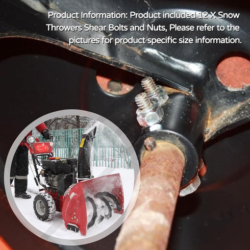 12 Pcs 580790401 Snow Throwers Shear Bolts and Nuts for Husqvarna/AYP 539976978, 595086601 588077502 2 Stage Snow Blowers 570XP 575XP...