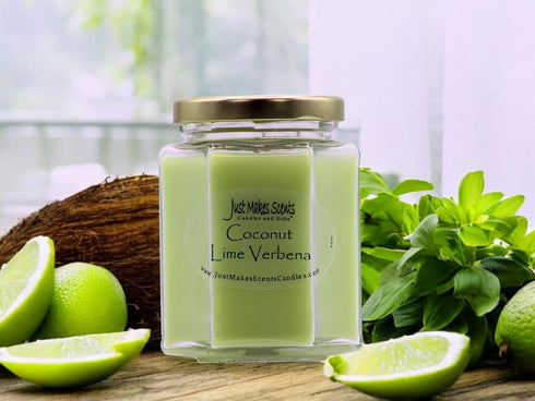 Coconut Lime Verbena Scented Blended Soy Candle | Soft Floral Spring Fragrance | Hand Poured in The USA by Just Makes Scents...