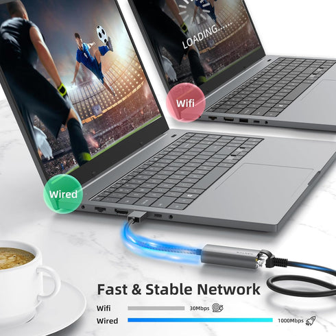 USB 3.0 Ethernet Adapter, WALNEW 1000Mbps Gigabit USB to Ethernet LAN Network Adapter, Aluminum USBA Male to RJ45 Female Cable Converter for MacBo...
