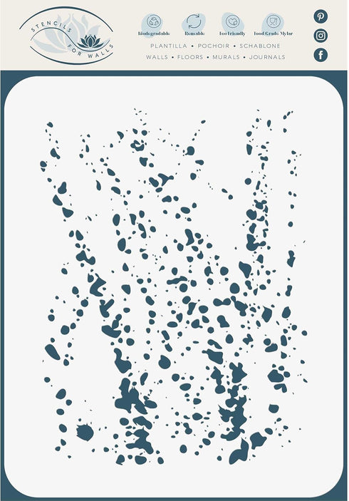 Stencils for Walls: Blood Splatter Stencil, 8 x 10.5 inch (L) - Spatter Splash Streaks Liquid Paint Ink Spot Blot Stencils for Painting Template, ...