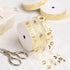 Holijolly Gold Sheer Gift Ribbon - Snow Yarn Ribbon with "Mr & Mrs" Lettering and Ring Print for Wedding Shower - 3/4 inch x 10 Yard...