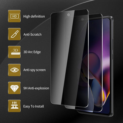 3 Pack Privacy Screen Protector for Motorola Moto G Stylus 5G 2024 With 3 Pack Camera Lens Protector, Anti Spy Tempered Glass 9H Hardness, Black P...