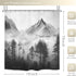 Riyidecor Misty Shower Curtain 72Wx72H Inch Foggy Snow Mountain Scenery National Park Smokey Tree Woodland Landscape Black Gray for Men Bathroom D...