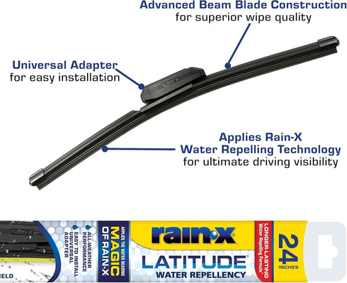 Rain-X 5079280-2 Latitude 2-In-1 Water Repellent Wiper Blades, 24 Inch Windshield Wipers (Pack Of 1), Automotive Replacement Windshield Wiper Blad...