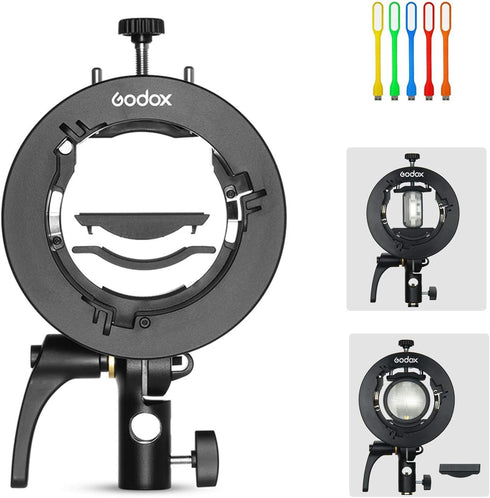 Godox S2 Speedlite Bracket for Bowens Mount, S-Type Holder Updated Version for Godox AD200Pro AD200 V1 V860II V860III V850II TT685II TT600 TT520II...