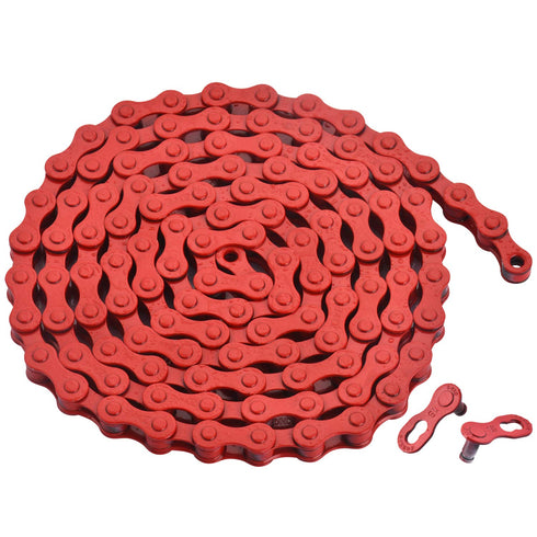 ZONKIE Single-Speed Bicycle Chain 1/2 x 1/8 Inch 116 Links (Red, 1/2" ×1/8" 116 links)...