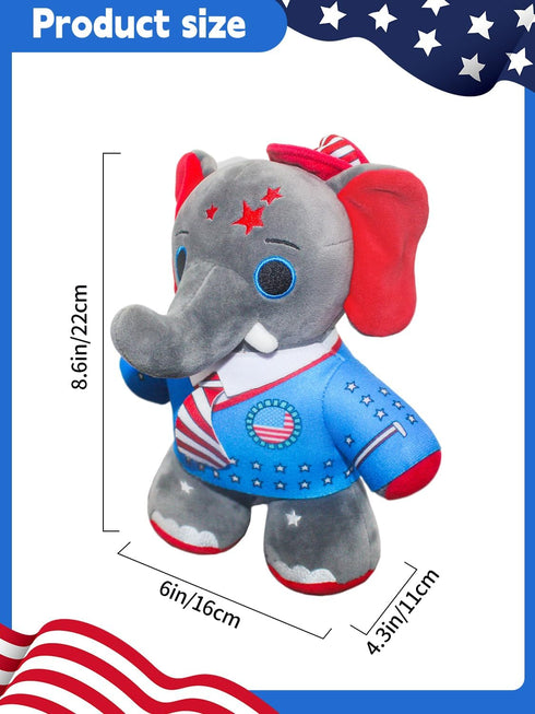 USA Elephant 8 Inch” Stars-and-Stripes Elephant Plush Stuffed Animal July 4th Independence Day Patriotic Decoration Memorial Day....