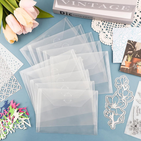 Briartw 20 Pack Clear 7x5" Storage Envelopes, Resealable Plastic Envelopes Pockets for Cutting Dies Stencil Crafts Organizer Holder,Storage Bag fo...
