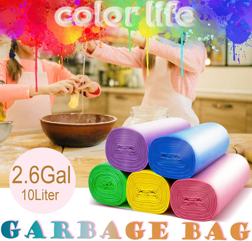 2 to 2.6 Gallon Multicolor Trash Bags, Small Garbage Bag, 150 Count...