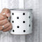 City to Cottage Handmade White And Black Polka Dot Ceramic Extra Large 17.5oz/500ml | Hot Chocolate, Coffee, Tea Mug, Cup with Handle Unique Desig...