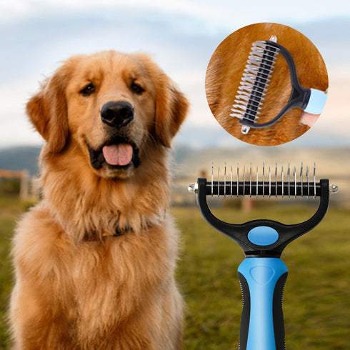 TAN.G Pet Deshedding Brush?2 Sided Undercoat Rake for Dogs & Cats?Dog Grooming Rakes Tools for Mats & Tangles Removing?Effectively Reduces Sheddin...