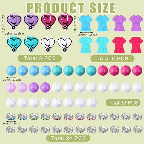 16 Pcs Nurse Beaded Pens Nurse's Day Plastic Ballpoint Pens with 72 Pcs Multicolor Beads Assorted Spacer Beads Nurse Appreciation Graduation Gift ...