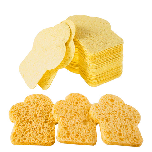 50-Count Makeup Sponge, Facial Sponges Compressed Make Up Sponges for Face Compress Exfoliating Removal Blender Makeup Sponge (Half Flower - Yello...