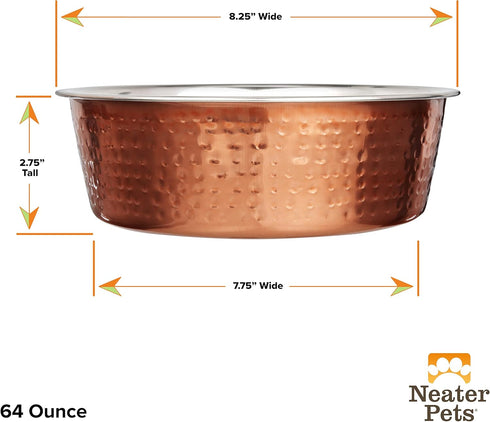 Neater Pet Brands Hammered Decorative Designer Bowls - Luxury Style Premium Dog and Cat Dishes (Large, Copper)...