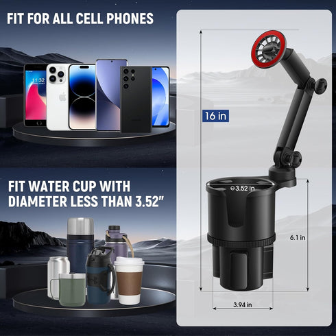 Cup Phone Holder for Magsafe Car Mount, Magnetic Cell Phone Holder Long Arm with 360°Rotation, Hands Free Magnet Phone Cradle Fit with iPhone 15 1...